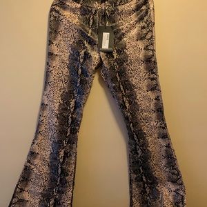 Snake print pleather pants